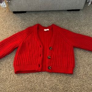 Red H&M cardigan